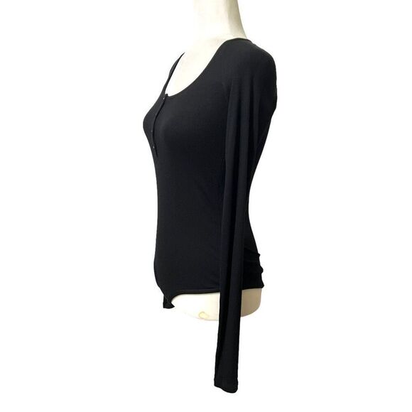 Alix Nyc Bodysuit Size XSmall Black Long-Sleeve Henley Ribbed Material NWOT - Picture 8 of 14